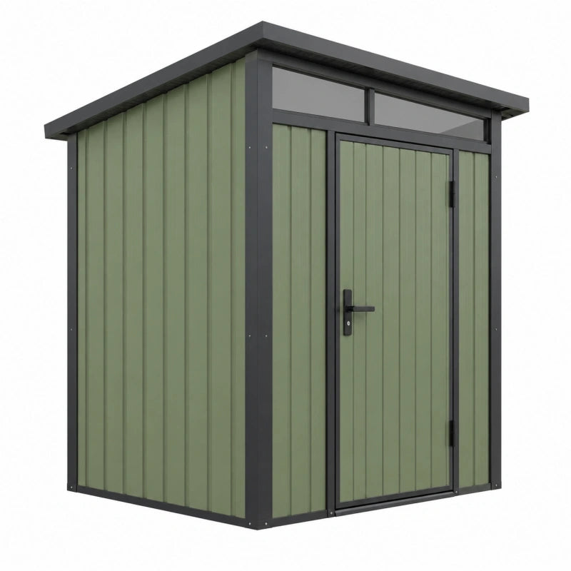 Abri de jardin 180 x 120 x 200 cm en acier vert et noir avec porte verrouillable