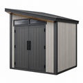 Abri de jardin 180 x 100 x 200 cm en résine gris anthracite rangement extérieur à double porte