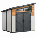 Abri de jardin 180 x 120 x 200 cm en résine gris anthracite et effet bois avec double porte