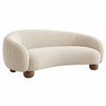 Canapé 2 places 170 cm en tissu beige avec pieds en bois - style contemporain arrondi