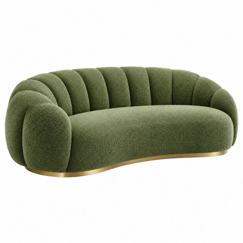 Canapé 3 places 220 x 95 x 75 cm en tissu bouclette vert style contemporain