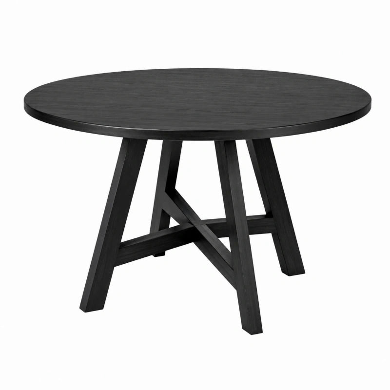 Table de salle à manger ronde 120 x 75 cm en bois noir style contemporain