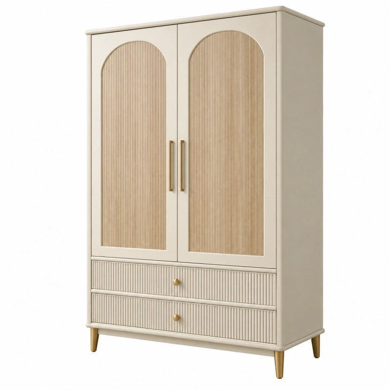 Armoire de rangement 80 x 45 x 180 cm en bois beige style contemporain