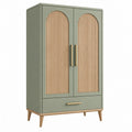 Armoire 90 x 45 x 150 cm vert sauge et bois 2 portes avec tiroir style scandinave