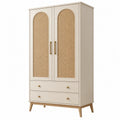 Armoire de rangement 90 x 45 x 180 cm en bois beige avec cannage style bohème