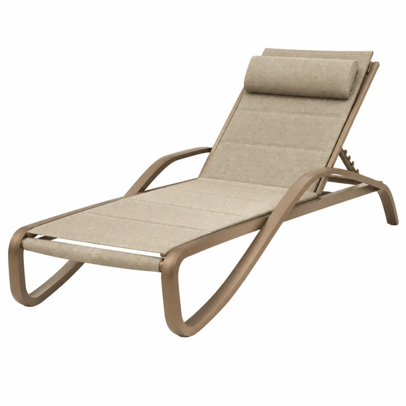 Chaise longue de jardin 195 x 65 cm en métal et textile beige réglable