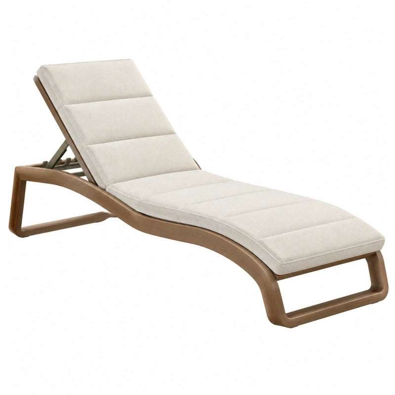 Bain de soleil 195 x 65 cm en bois beige inclinable pour extérieur