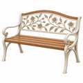 Banc de jardin 120 x 60 x 85 cm métal et bois beige naturel style floral