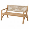 Banc de jardin 120 x 65 x 90 cm en bois naturel et corde tressée style bohème