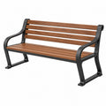 Banc de jardin 150 x 60 x 85 cm en bois brun et métal noir avec accoudoirs