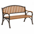 Banc de jardin 122 cm en métal marron à lattes style classique